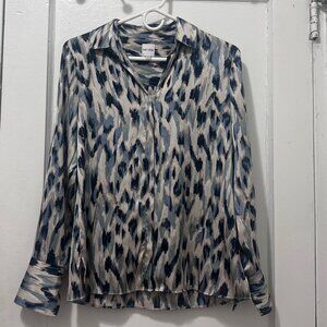 NIC + ZOE Misty Ikat Shirt In Grey Multi